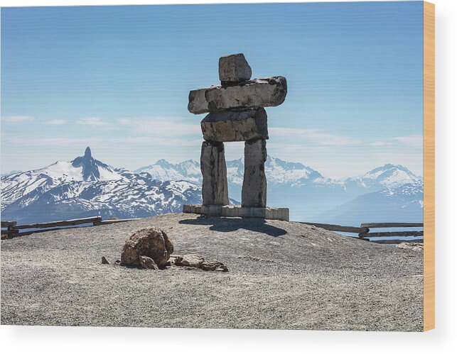 Inukshuk Wood Print featuring the photograph Whistler Summit Inukshuk by Pierre Leclerc Photography
