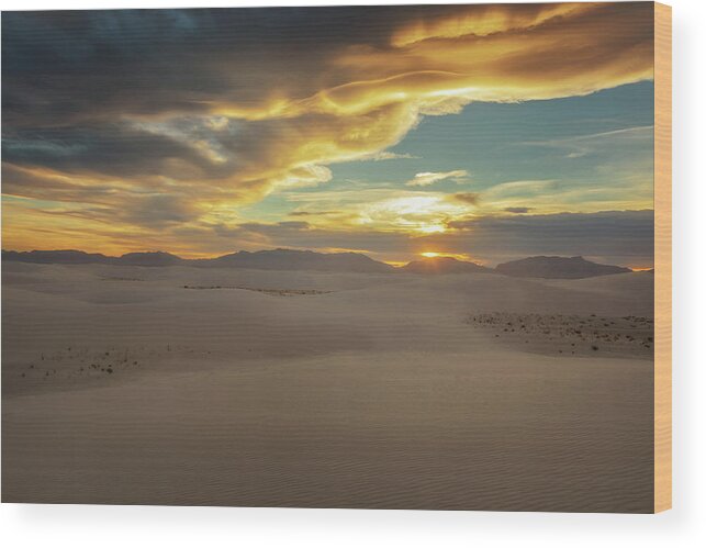 Sunset Wood Print featuring the photograph White Sands National Park by Susan Rissi Tregoning