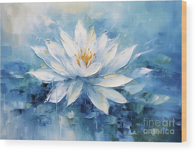 Water Lily Wood Print featuring the digital art White Water Lily by Imagine ART