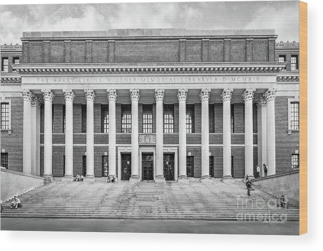 Harvard Wood Print featuring the photograph Widener Library at Harvard University by University Icons