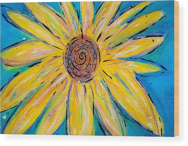 Sunflower Wood Print featuring the pastel Wild Sunflower by Bonny Puckett