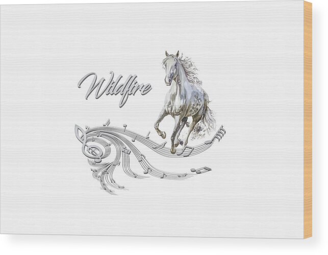 Horse Wood Print featuring the mixed media Wildfire Dream Horse Art 1 by Walter Herrit