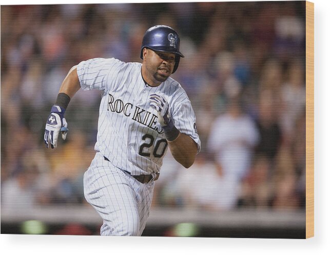 National League Baseball Wood Print featuring the photograph Wilin Rosario by Dustin Bradford
