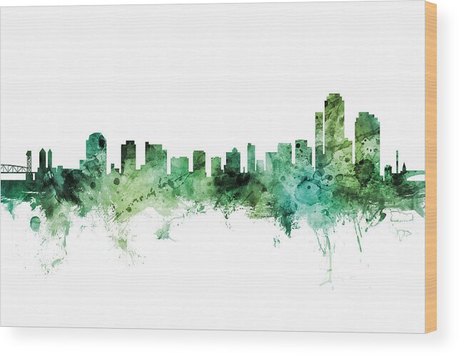 Wilmington Wood Print featuring the digital art Wilmington Delaware Skyline #12 by Michael Tompsett