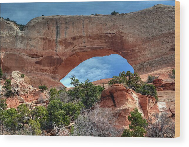 Wilson Arch Wood Print featuring the photograph Wilson Arch Utah 2 of 2, viewed looking east by Peter Herman