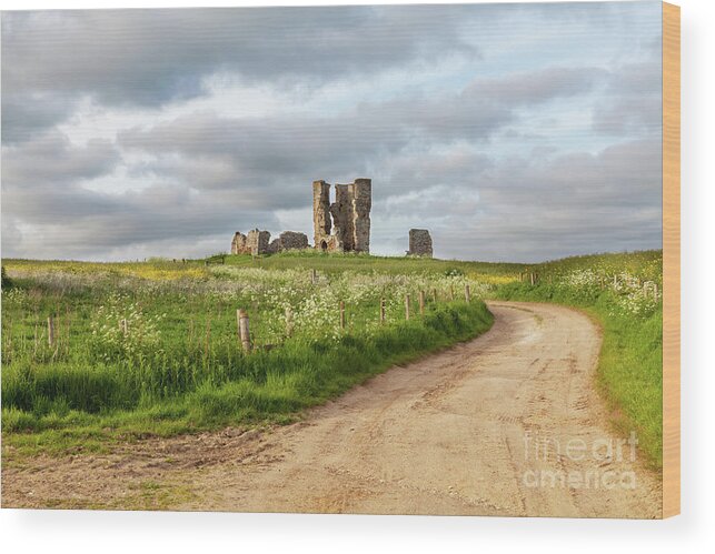 British Wood Print featuring the photograph Winding road leading to a chirch ruin in Norfolk by Simon Bratt