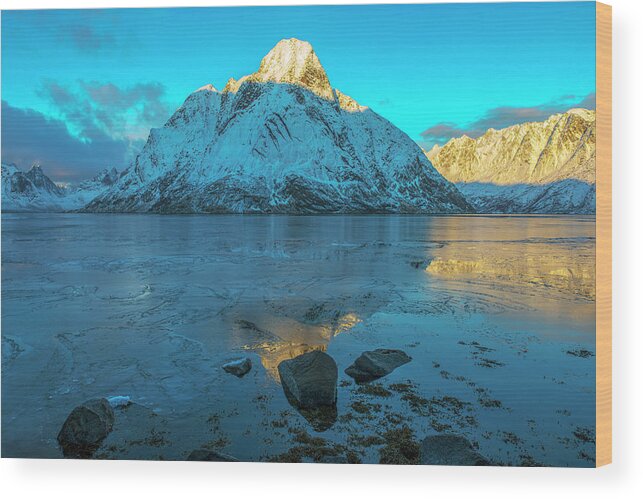 Northern Light Wood Print featuring the photograph Winter afternoon in Lofoten, Nordland 3 by Dubi Roman