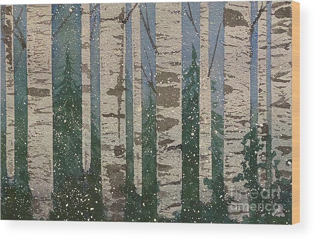 Winter Wood Print featuring the painting Winter Birch by Lisa Neuman