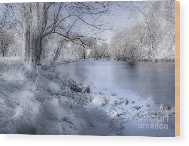 Snow Wood Print featuring the photograph Winter Blues on Ice by Shelia Hunt
