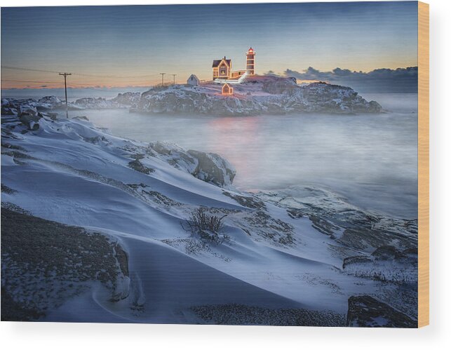 Maine Wood Print featuring the photograph Winter Morning at Cape Neddick by Rick Berk