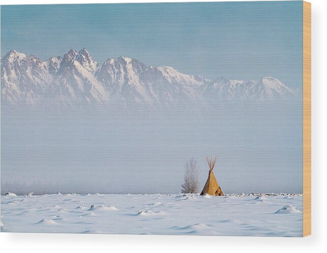 Tetons Wood Print featuring the photograph Winter on the Plains Grand Teton National Park by Douglas Wielfaert