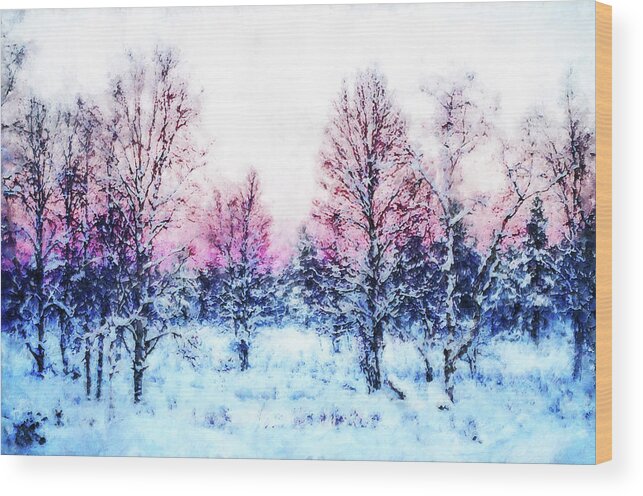 Winter's Dream Wood Print featuring the painting Winter's Dream - 04 by AM FineArtPrints