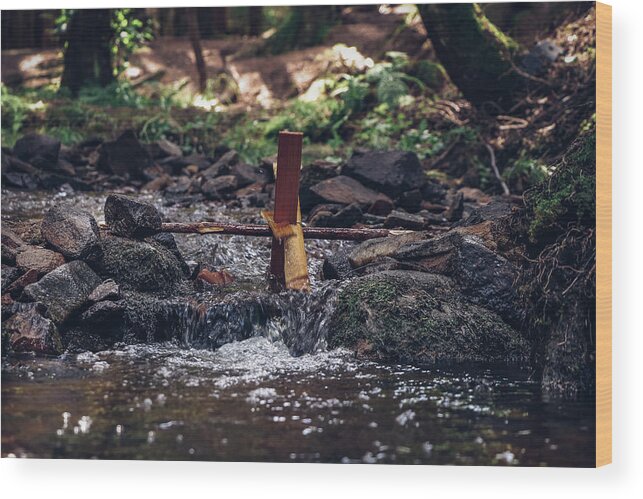 Generate Wood Print featuring the photograph Wooden mill driven by a river by Vaclav Sonnek
