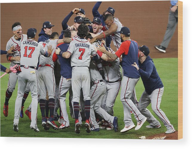 Playoffs Wood Print featuring the photograph World Series - Atlanta Braves v Houston Astros - Game Six by Bob Levey