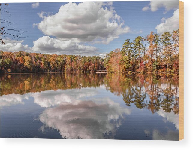 Reflection Wood Print featuring the photograph Yates Mill Pond Reflection by Rick Nelson