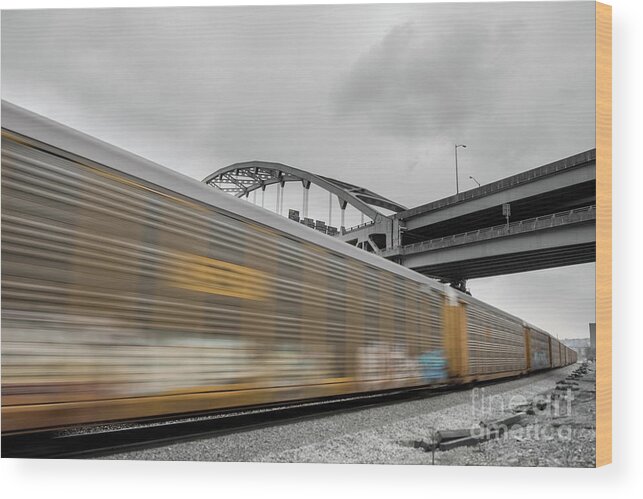 Train Wood Print featuring the photograph Yellow Streak 2 by Paul Quinn