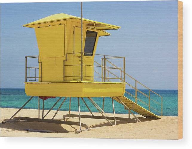 Yellow Wood Print featuring the photograph Yellow Tower by Josu Ozkaritz