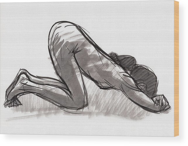 Yoga Wood Print featuring the painting Yoga study Uin 21-92 by Judith Kunzle