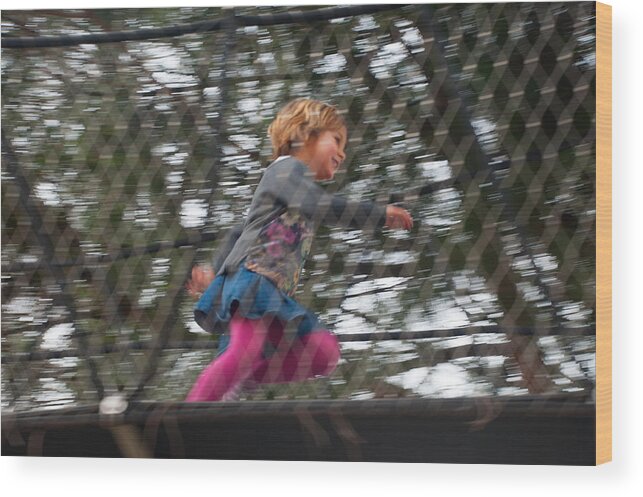 Treetop Wood Print featuring the photograph Young Girl Running by By Eve Livesey