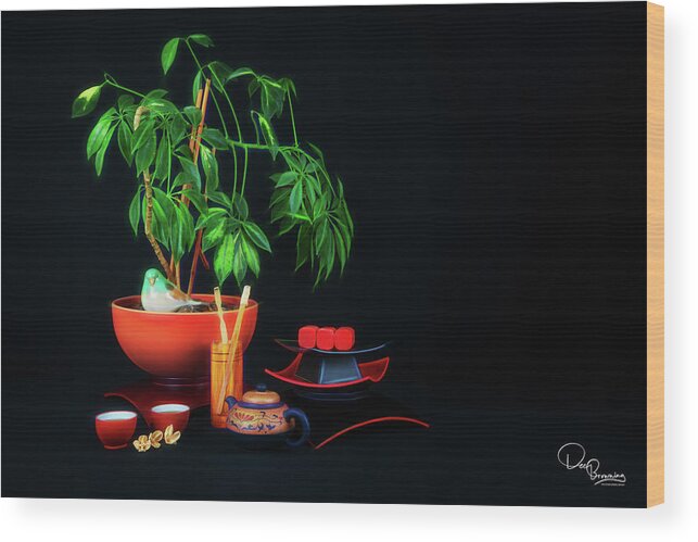 Still Life Wood Print featuring the photograph Zen Tea Time by Dee Browning