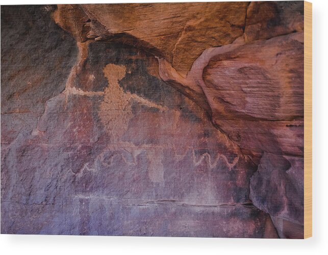 Zion National Park Wood Print featuring the photograph Zion Petroglyphs by Kyle Hanson