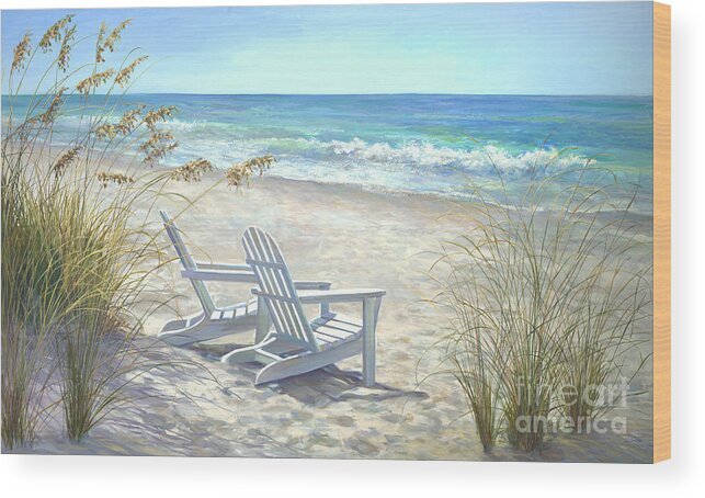 Beaches Wood Print featuring the painting View for two. by Laurie Snow Hein