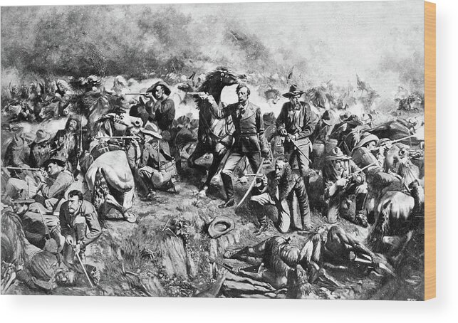 1876 Wood Print featuring the painting Little Bighorn, 1876 by John Mulvaney