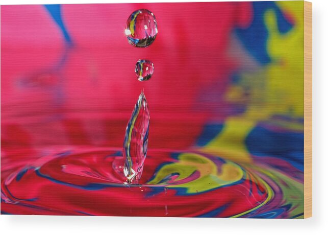  Abstract Wood Print featuring the photograph Colorful Water Drop #2 by Peter Lakomy