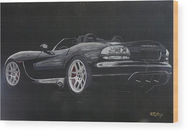 Dodge Wood Print featuring the painting Dodge Viper Convertible #2 by Richard Le Page