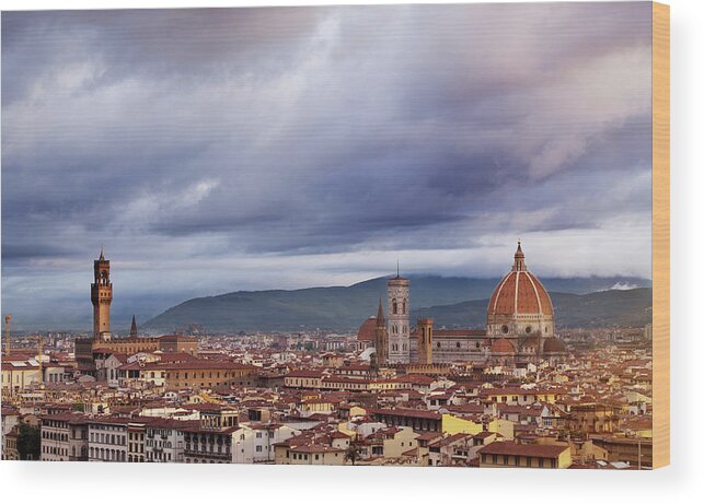 Scenics Wood Print featuring the photograph Florence, Santa Maria Del Fiore by Deimagine