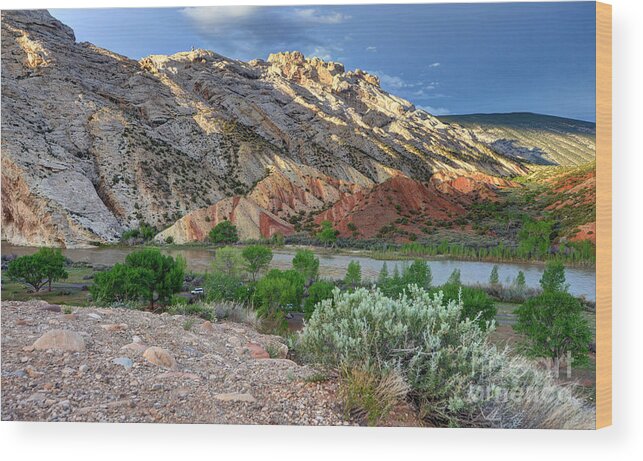 Spring Wood Print featuring the photograph Spring Storm over Split Mountain Dinosaur National Monument #3 by Gary Whitton