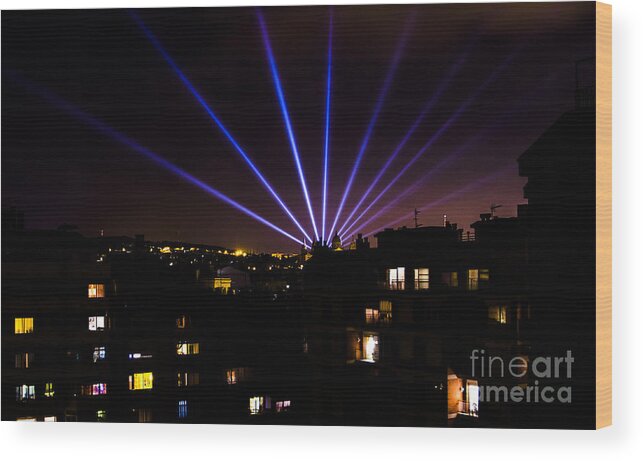 Barcelona Wood Print featuring the photograph A Beacon in the Night by Deborah Smolinske