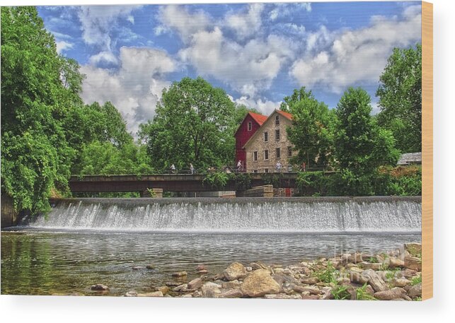Prallsville Mill Wood Print featuring the photograph A view of the Mill from the River by Debra Fedchin