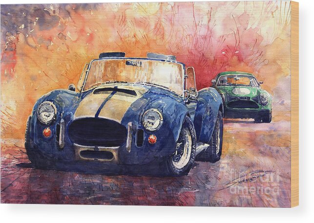 Shevchukart Wood Print featuring the painting AC Cobra Shelby 427 by Yuriy Shevchuk