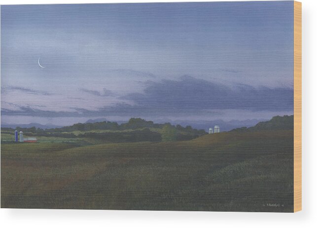 Landscape Wood Print featuring the painting Autumn Twilight by Peter Rashford