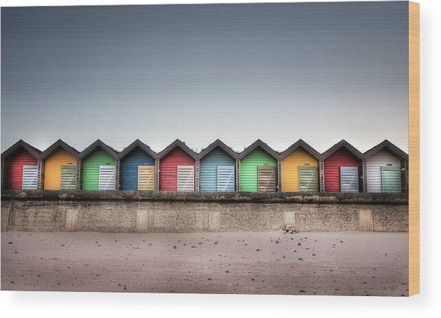 Tranquility Wood Print featuring the photograph Beach Huts In Colour by Jimmy Mcintyre
