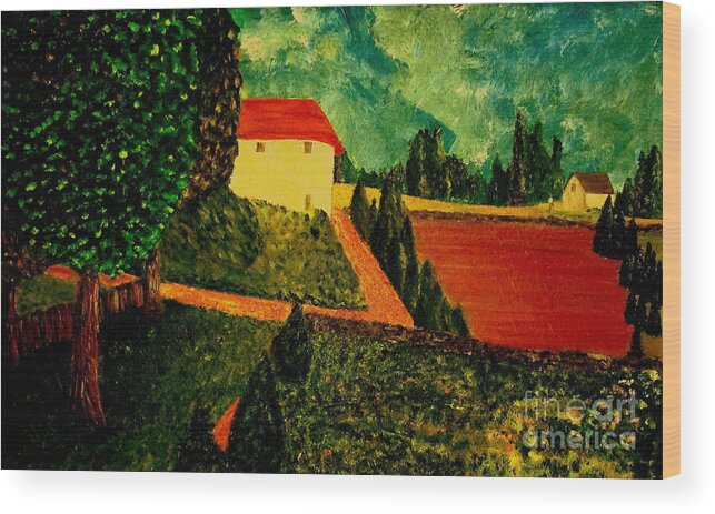 Farm Wood Print featuring the painting Before the Rain by Bill OConnor