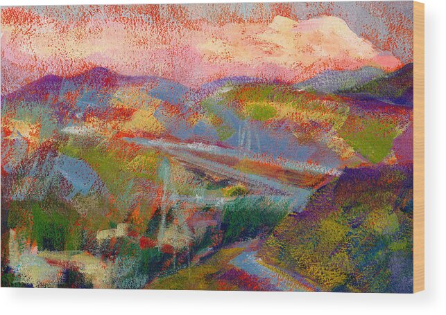 Mountains Wood Print featuring the painting Beyond The City by Athena Mantle