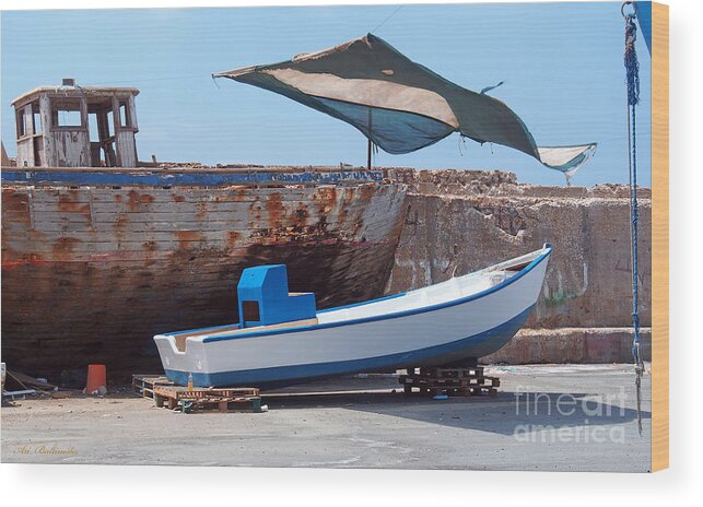 Fishing Wood Print featuring the photograph Blue fashion by Arik Baltinester