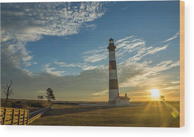 Outer Banks Wood Print featuring the photograph Bodie Light After Sunrise by Photographic Arts And Design Studio