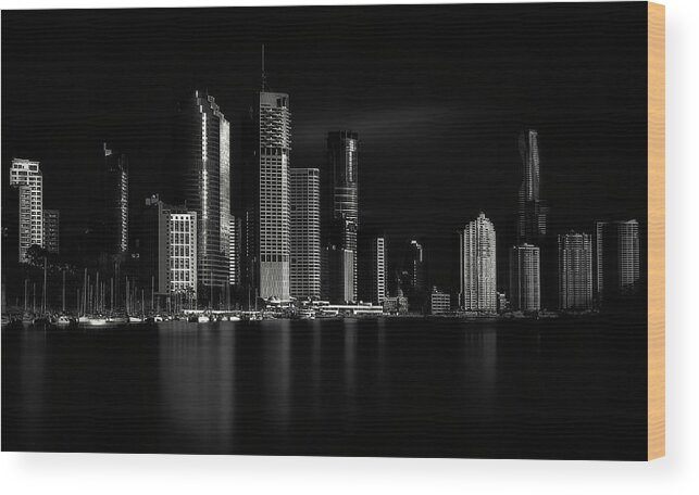 Architecture Wood Print featuring the photograph Brisbane City Of Light by Steven Fudge