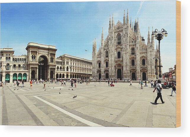 People Wood Print featuring the photograph Cathedral Of Milan Galleria Vittorio by Paul Biris