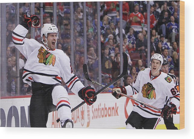Brandon Saad Wood Print featuring the photograph Chicago Blackhawks V Vancouver Canucks by Ben Nelms