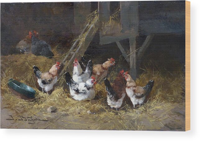 Barnyard Wood Print featuring the painting Chicken Coop Circa 1880 by David Lloyd Glover