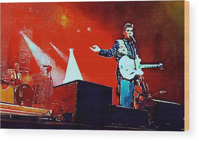 Chris Isaak Wood Print featuring the painting Chris Isaak 8 by Nicola Andrews