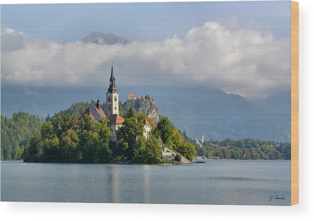 Lake Bled Wood Print featuring the photograph Church on Lake Bled Island by Joe Bonita