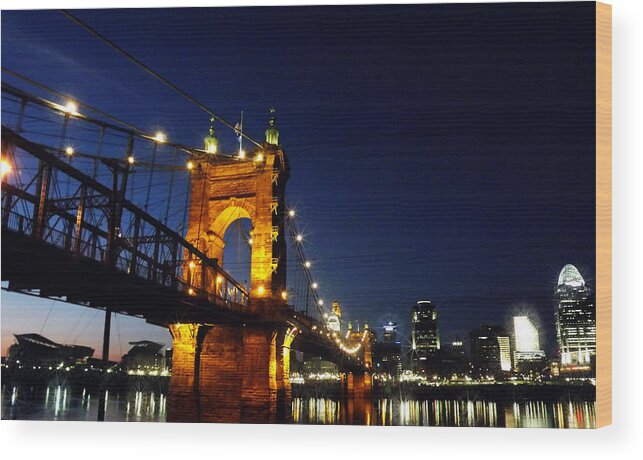 Cincinnati Wood Print featuring the photograph Cincinnati In Lights by Glenna Oliver