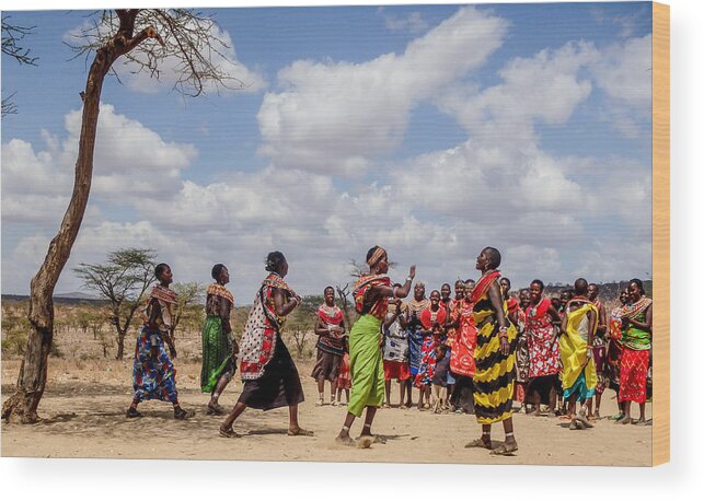 Colorful Samburu Ladies Wood Print featuring the photograph Colorful Samburu Ladies by Jim DeLillo