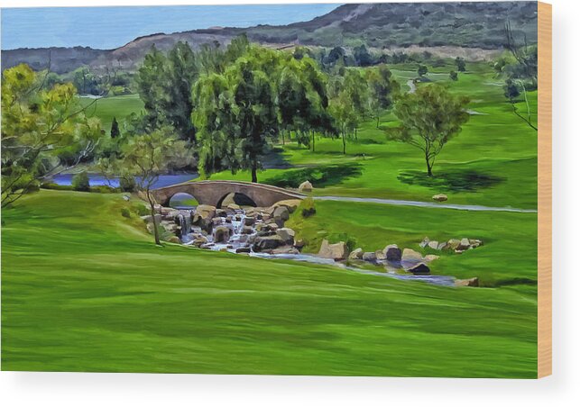 Golf Wood Print featuring the painting Del Mar Country Club by Michael Pickett