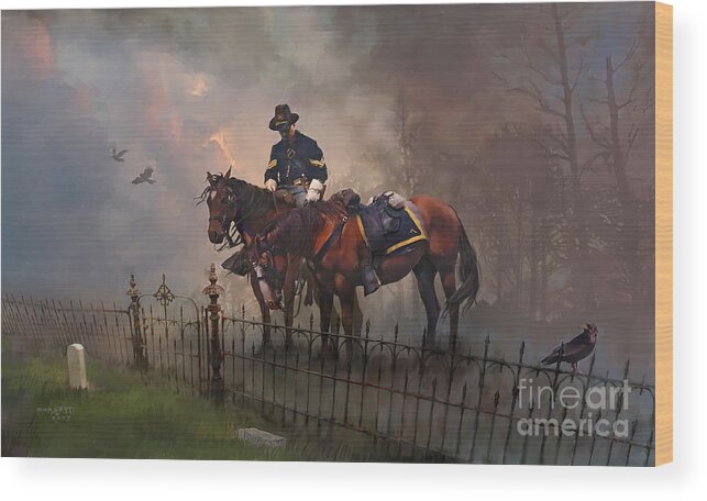 Wall Art Wood Print featuring the painting Fallen Comrade by Robert Corsetti